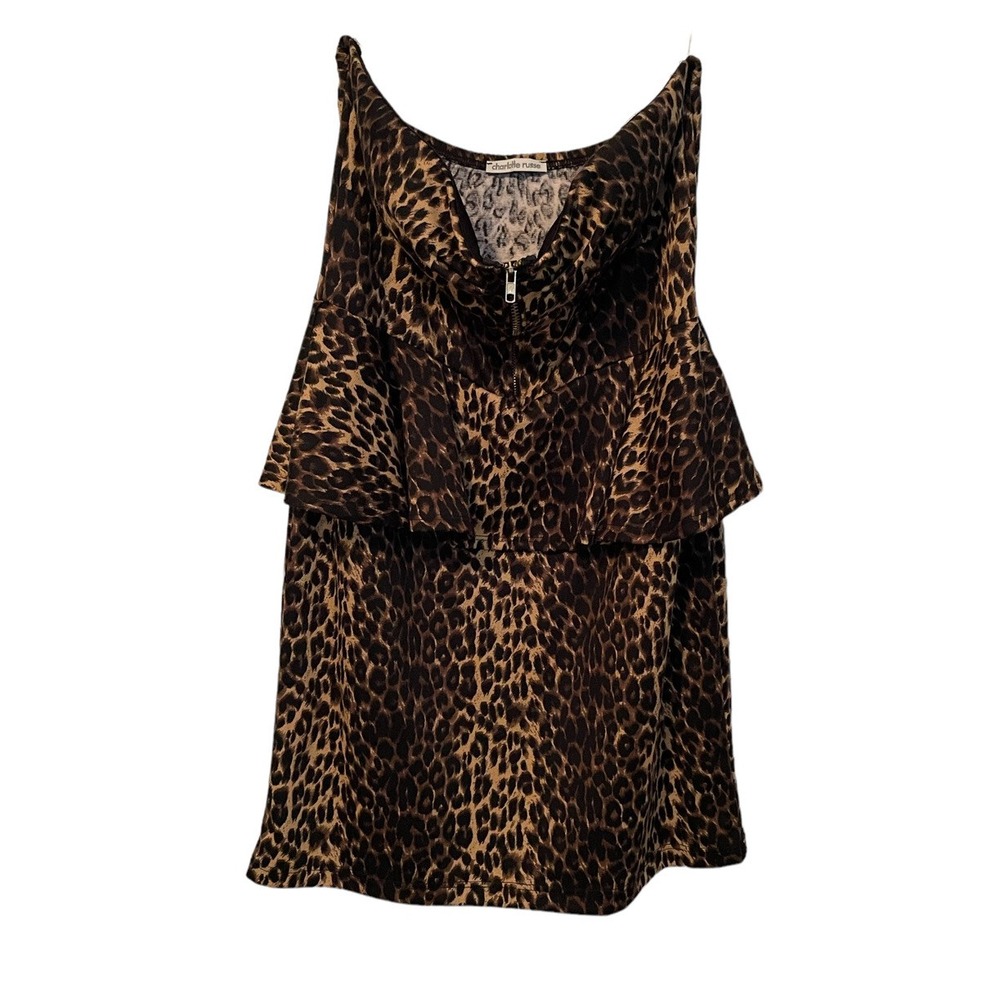 Charlotte Russe Women's XL Mini Dress Leopard Print Strapless‎ Zip Stretch